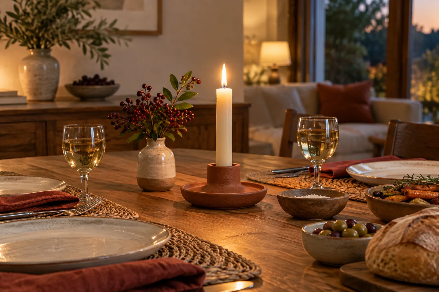 Stable low candle holder set clear of table linens