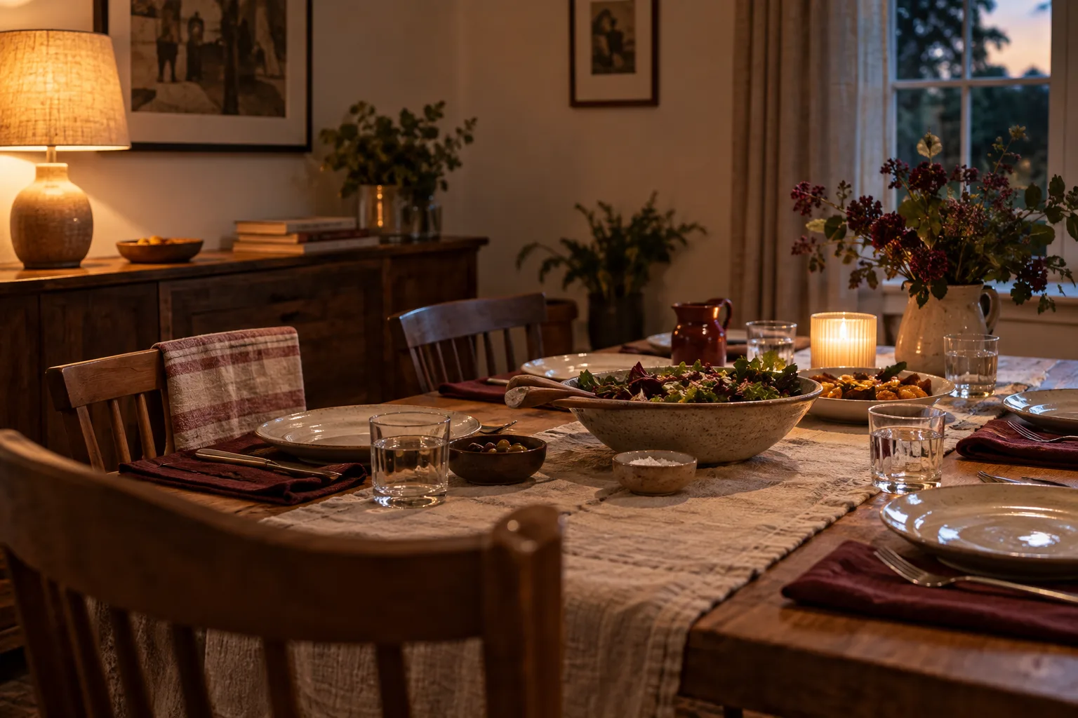 A softly lit ordinary dining table