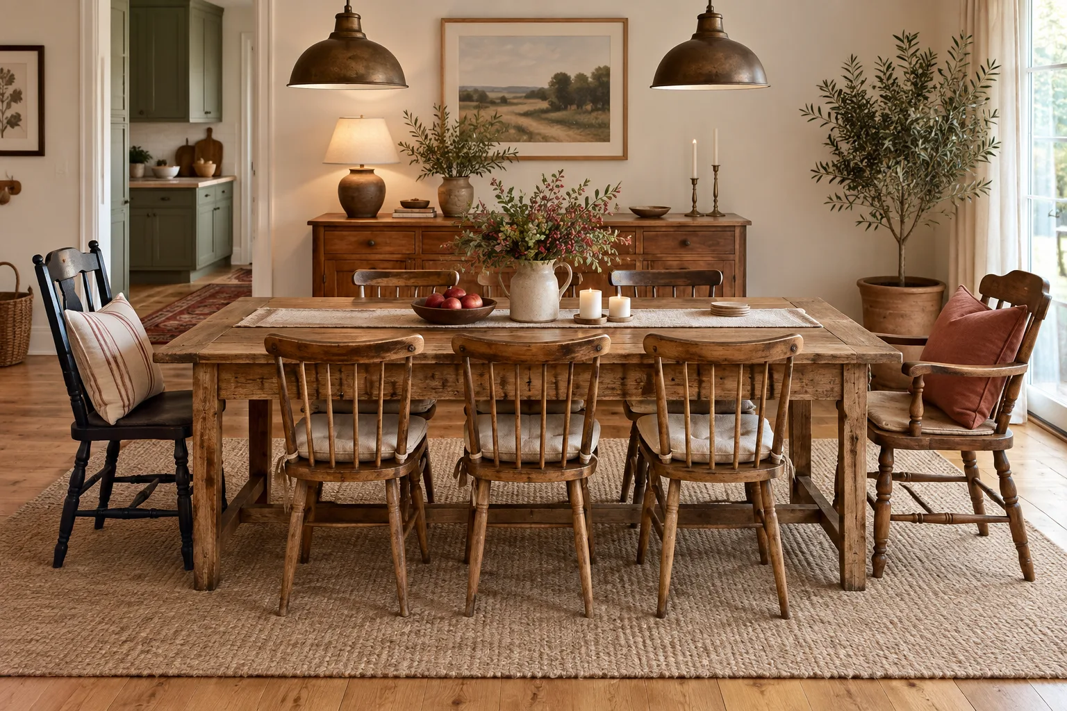 Two sturdy extra chairs beside a supper table